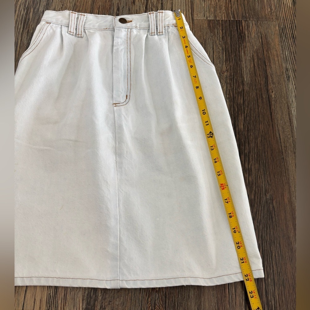 Vtg Vivaldi Jeanswear Denim Pencil Skirt Size 8 White w/Hint of Blue 80s 90s - Picture 8 of 12